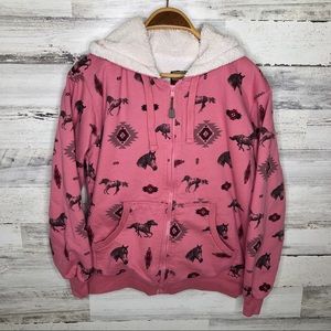 Schmidt Work Wear horse hoodie fleece jacket